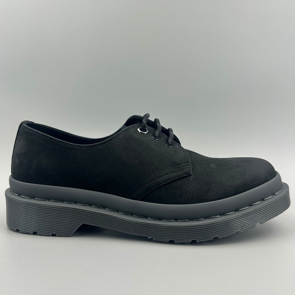 Dr. Martens 1461 Women Size 8 Black Gray Milled Nubuck Leather Oxford Shoes NEW